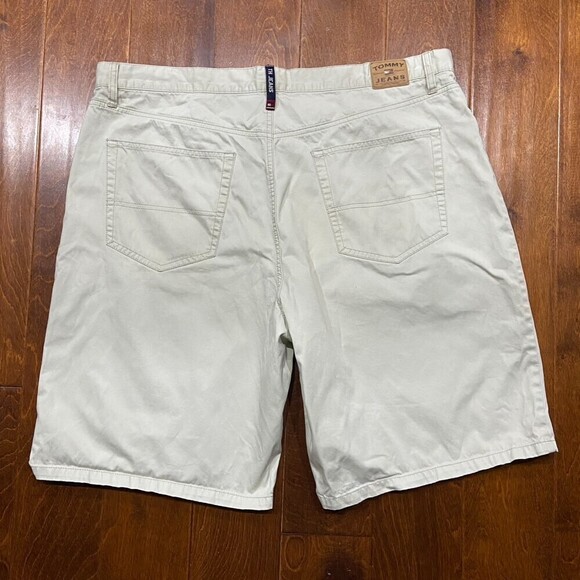 Tommy Jeans Hilfiger Baggy Chino Light Khaki Shorts Cotton Vintage Men's Size 42 - Picture 4 of 8